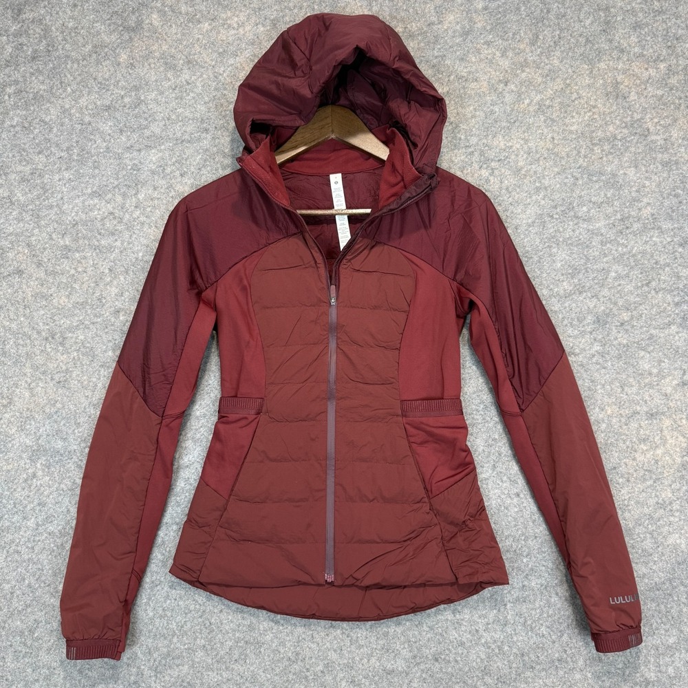 Lululemon Goose Down For It All Jacket Womens 4 Merlot Red 700 Fill Slim Cold